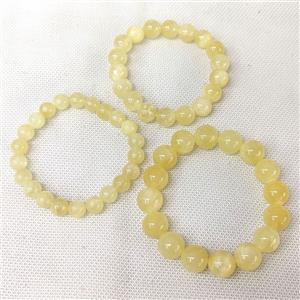 Yellow Selenite Bracelets Smooth Round Stretchy, approx 8mm [JT10262-8MM]