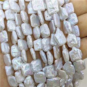 Baroque Style White Pearl Beads Square, approx 12mm [PB10189]
