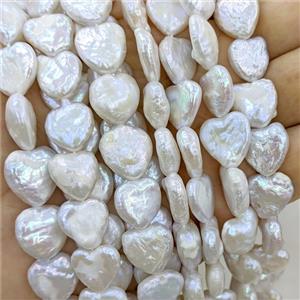 Baroque Style White Pearl Beads Heart, approx 12mm [PB10192]