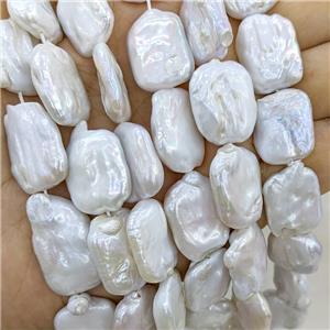 Baroque Style White Pearl Beads Rectangle, approx 16-21mm [PB10194]