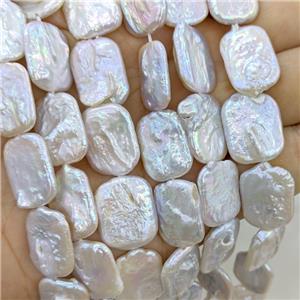 Baroque Style White Pearl Beads Rectangle, approx 14-18mm [PB10195]