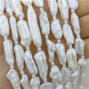 Baroque Style White Pearl Beads Stick, approx 9-21mm [PB10198]