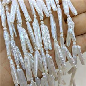 Baroque Style White Pearl Beads Stick, approx 9-25mm [PB10199]