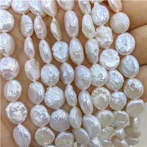 Baroque Style White Pearl Beads Coin, approx 10-11mm [PB10203]
