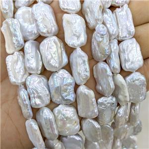 Baroque Style White Pearl Beads Rectangle, approx 13-18mm [PB10205]