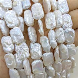 Baroque Style White Pearl Beads Rectangle, approx 13-18mm [PB10206]
