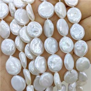 Baroque Style White Pearl Coin Beads, approx 12-14mm [PB10210]