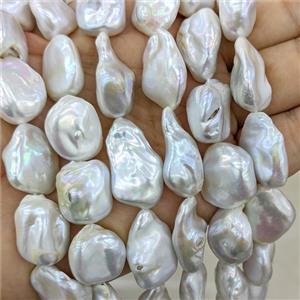 Baroque Style White Pearl Nugget Beads Freeform, approx 15-22mm [PB10212]