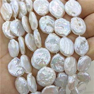 Baroque Style White Pearl Button Beads, approx 15-16mm [PB10217]