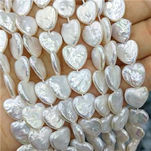 Natural White Pearl Heart Beads, approx 13-14mm [PB10218]