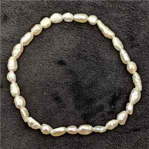 Natural White Pearl Bracelet Stretchy, approx 4-6mm [PB10223]