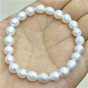 Natural White Pearl Bracelet Stretchy, approx 7-8mm [PB10224]