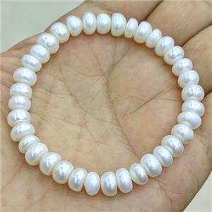 Natural White Pearl Bracelet Stretchy, approx 7-8mm [PB10226]