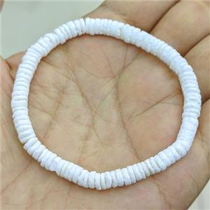 White Shell Heishi Beads Stretchy, approx 5.5mm [PB10227]