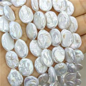 Baroque Style White Pearl Beads Oval, approx 13-18mm [PB10243]