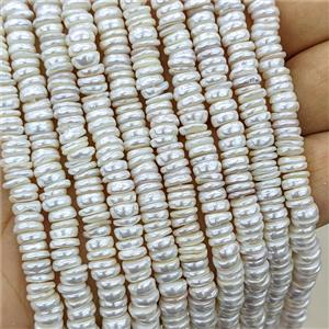 White Pearlized Shell Heishi Spacer Beads, approx 6mm [PB10244]