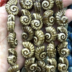 Porcelain Beads Coffee Spiral Shell, approx 18-22mm [PP10615]