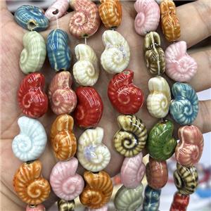 Porcelain Beads Spiral Shell Shaped Nautilus Mixed, approx 18-22mm [PP10617]