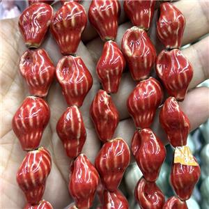 Porcelain Beads Oyster Shell Red, approx 15-22mm [PP10619]