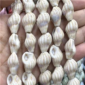 Porcelain Beads Oyster Shell Beige, approx 15-22mm [PP10620]