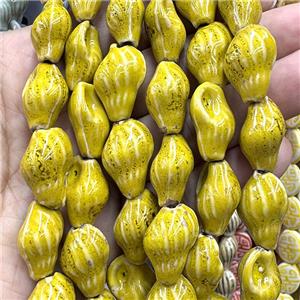 Porcelain Beads Oyster Shell Yellow, approx 15-22mm [PP10623]
