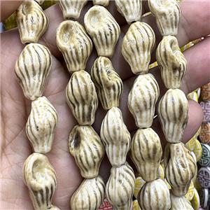Porcelain Beads Oyster Shell Shaped Coffee, approx 15-22mm [PP10624]