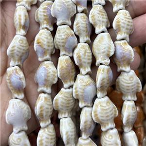 Porcelain Beads Fish Khaki, approx 15-20mm [PP10629]