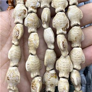 Porcelain Beads Fish Beige, approx 15-20mm [PP10631]