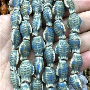 Porcelain Beads Fish Teal, approx 15-20mm [PP10632]