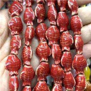 Porcelain Beads Fish Red, approx 15-20mm [PP10633]