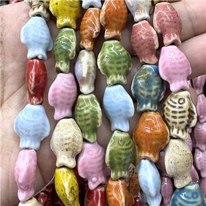 Porcelain Beads Fish Shaped Mixed Color, approx 15-20mm [PP10634]