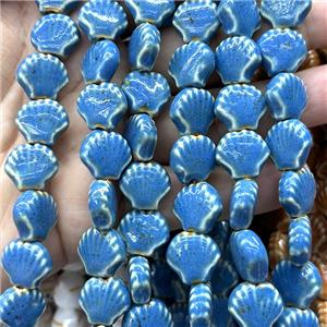 Porcelain Beads Scallop Shell Blue, approx 15mm [PP10635]