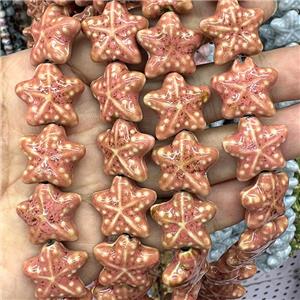 Porcelain Starfish Beads Peach, approx 22mm [PP10645]