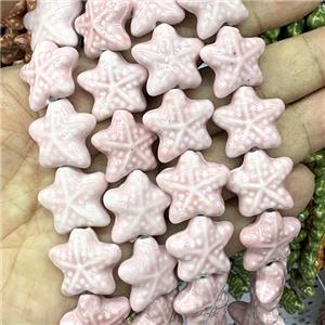 Porcelain Starfish Beads Pink, approx 22mm [PP10646]