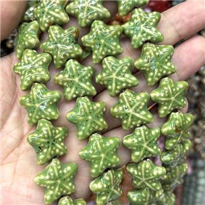 Porcelain Starfish Beads Green, approx 22mm [PP10649]