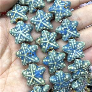 Porcelain Starfish Beads Blue, approx 22mm [PP10651]