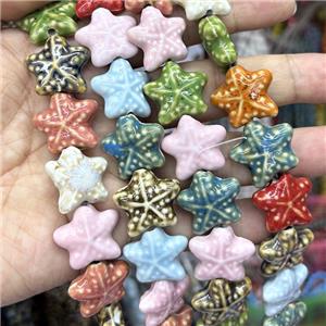 Porcelain Starfish Beads Mixed Color, approx 22mm [PP10653]