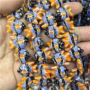 Porcelain Fish Beads Orange, approx 22mm [PP10655]