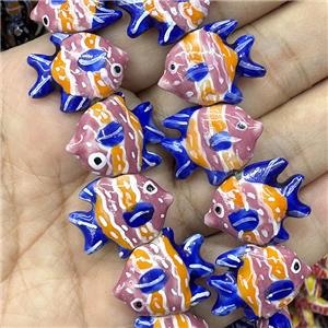 Porcelain Fish Beads Multicolor, approx 22mm [PP10657]