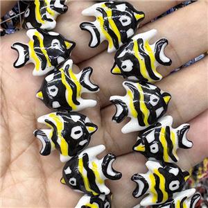 Porcelain Fish Beads Yellow, approx 22mm [PP10658]