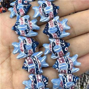 Porcelain Fish Beads Blue, approx 22mm [PP10659]