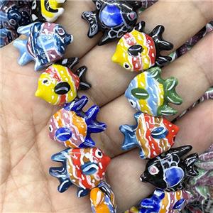 Porcelain Fish Beads Multicolor, approx 22mm [PP10660]
