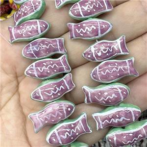 Porcelain Fish Beads Lilac, approx 11-24mm [PP10662]