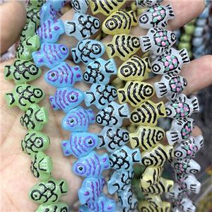 Lampwork Glass Fish Beads Mixed Color, approx 14-20mm [PP10665]