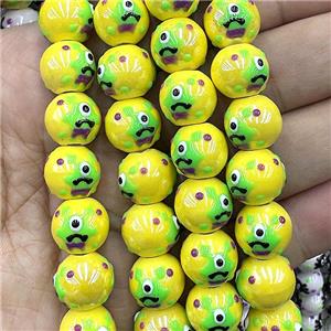Porcelain Round Beads Yellow Halloween Spooky, approx 12mm [PP10669]