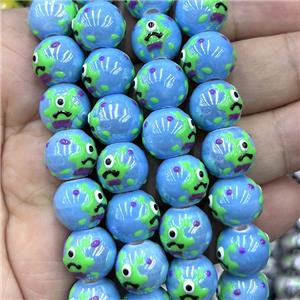 Porcelain Round Beads Blue Spooky, approx 12mm [PP10670]