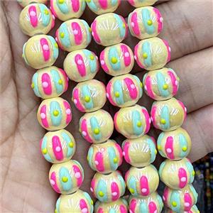 Porcelain Round Beads Halloween Pumpkin Yellow, approx 12mm [PP10677]