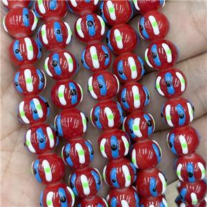 Porcelain Round Beads Halloween Pumpkin Red, approx 12mm [PP10683]