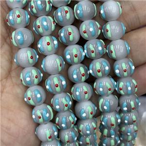 Porcelain Round Beads Halloween Pumpkin Gray, approx 12mm [PP10684]