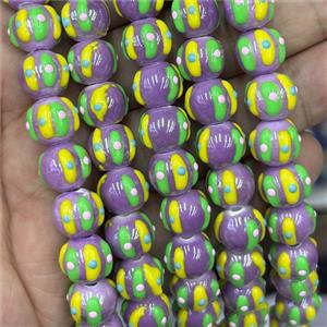 Porcelain Round Beads Halloween Pumpkin Purple, approx 12mm [PP10686]